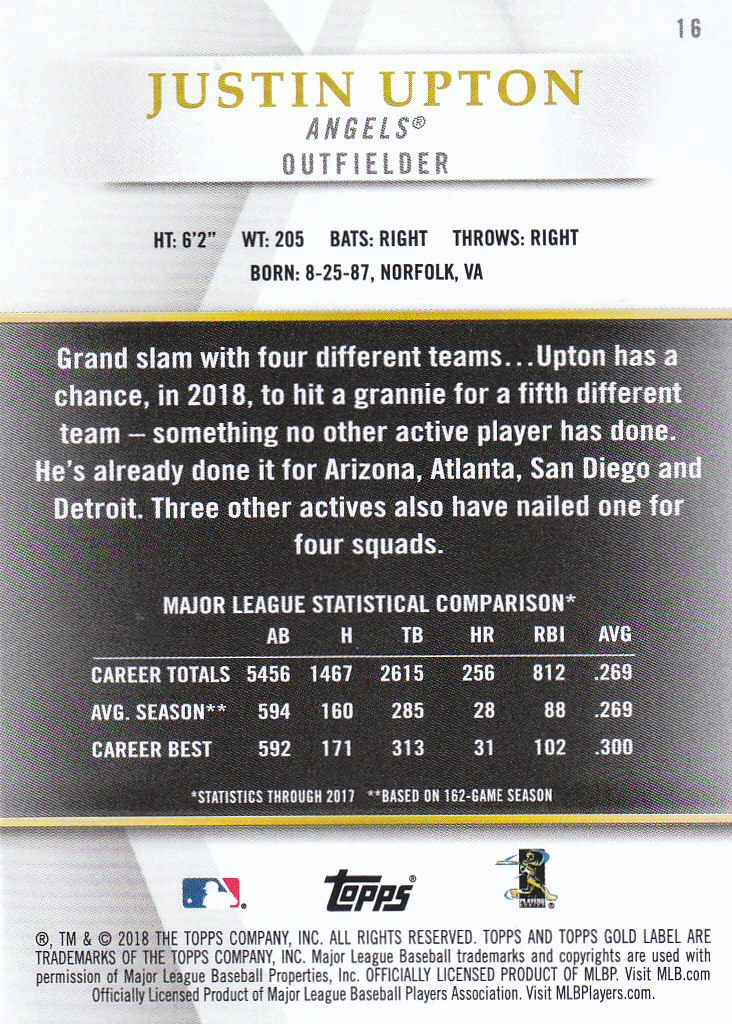 2018 Topps Gold Label Baseball Part 2 Class 2 Main and Parallel Cards - Picture 29 of 173
