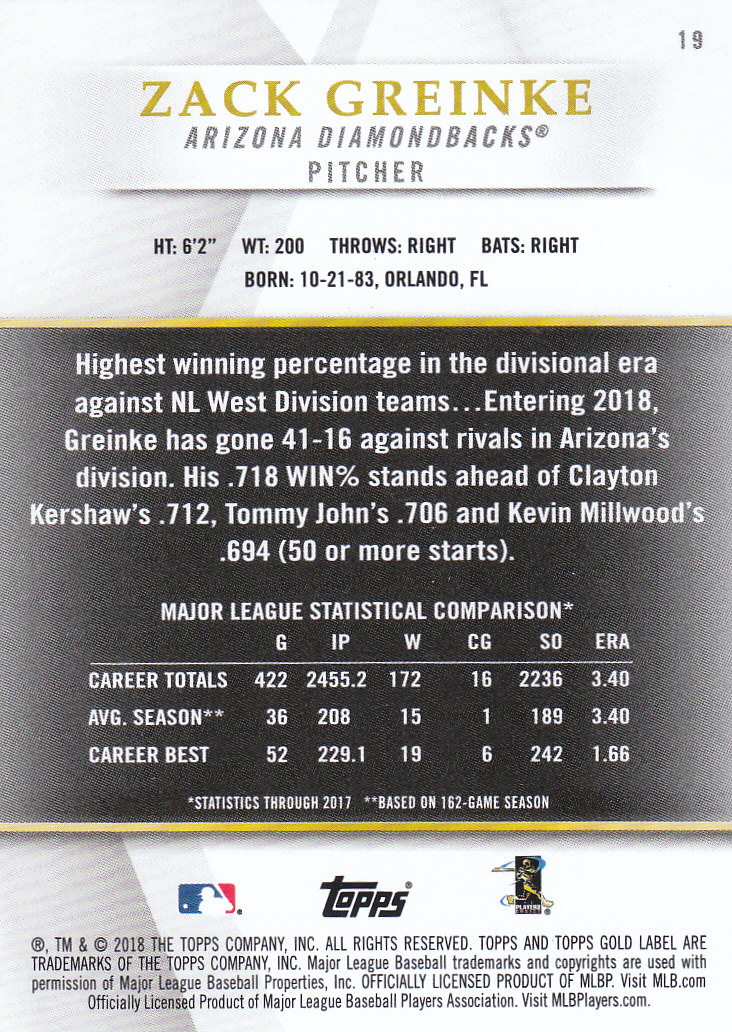 2018 Topps Gold Label Baseball Part 2 Class 2 Main and Parallel Cards - Picture 33 of 173