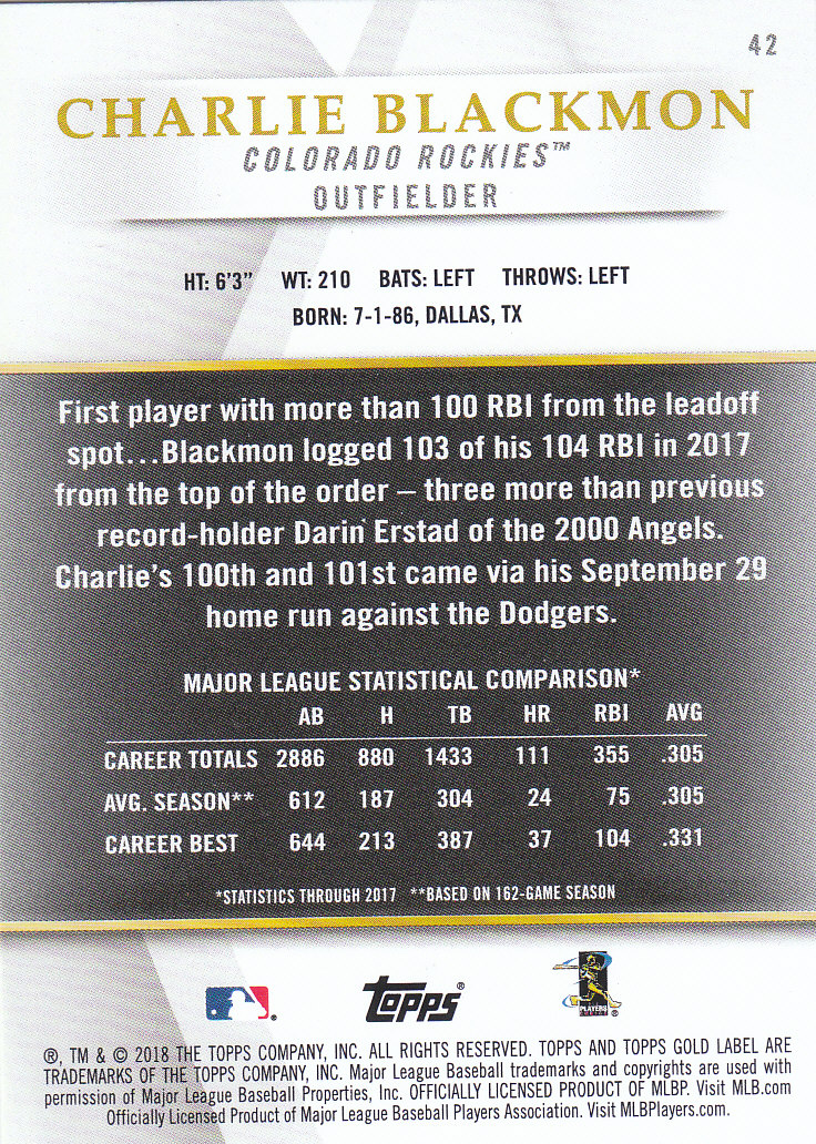 2018 Topps Gold Label Baseball Part 2 Class 2 Main and Parallel Cards - Picture 57 of 173