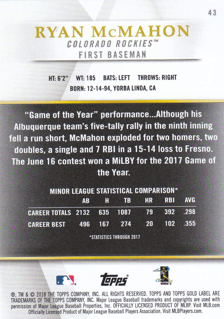 2018 Topps Gold Label Baseball Part 2 Class 2 Main and Parallel Cards - Picture 59 of 173