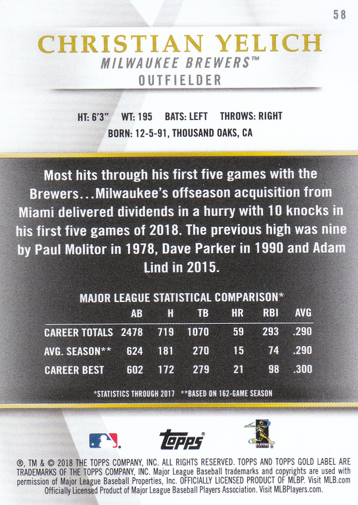 2018 Topps Gold Label Baseball Part 2 Class 2 Main and Parallel Cards - Picture 77 of 173
