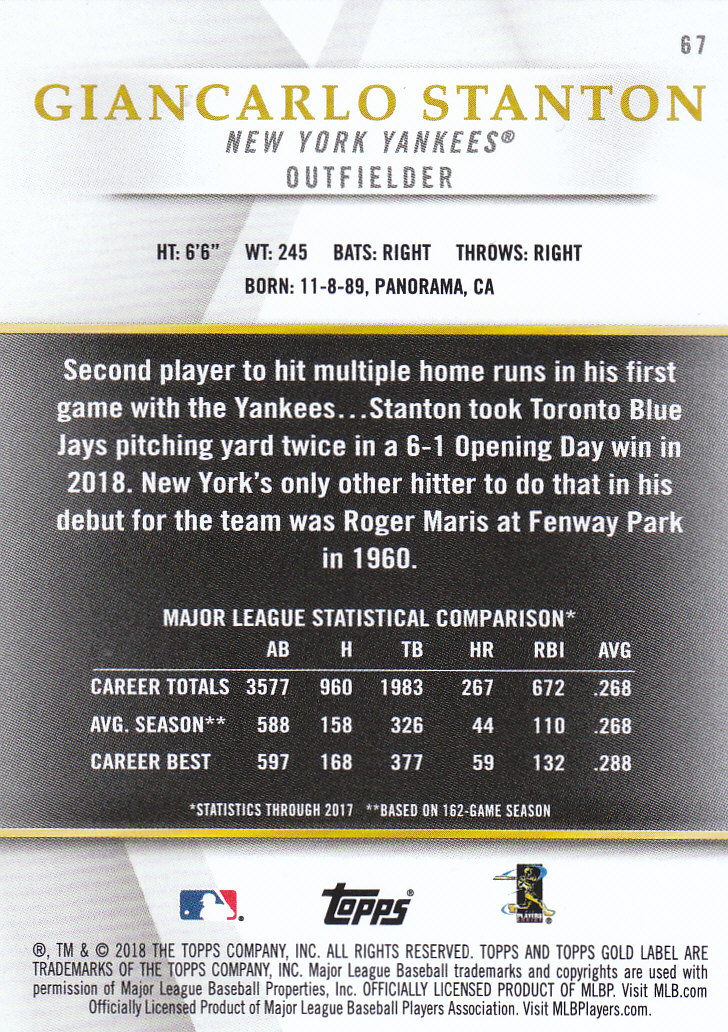 2018 Topps Gold Label Baseball Part 2 Class 2 Main and Parallel Cards - Picture 95 of 173