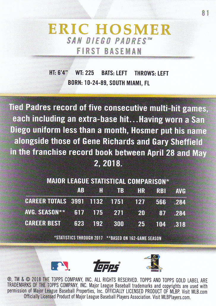 2018 Topps Gold Label Baseball Part 2 Class 2 Main and Parallel Cards - Picture 109 of 173