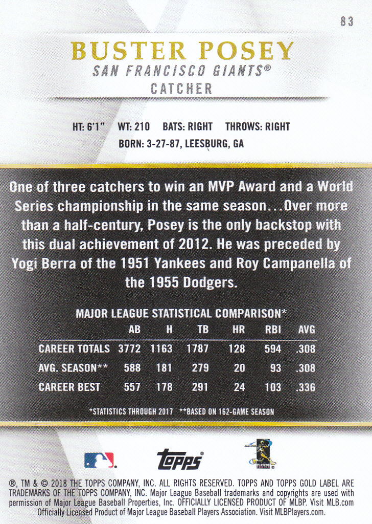 2018 Topps Gold Label Baseball Part 2 Class 2 Main and Parallel Cards - Picture 113 of 173