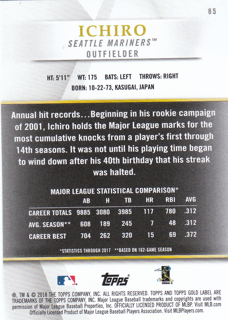 2018 Topps Gold Label Baseball Part 2 Class 2 Main and Parallel Cards - Picture 117 of 173