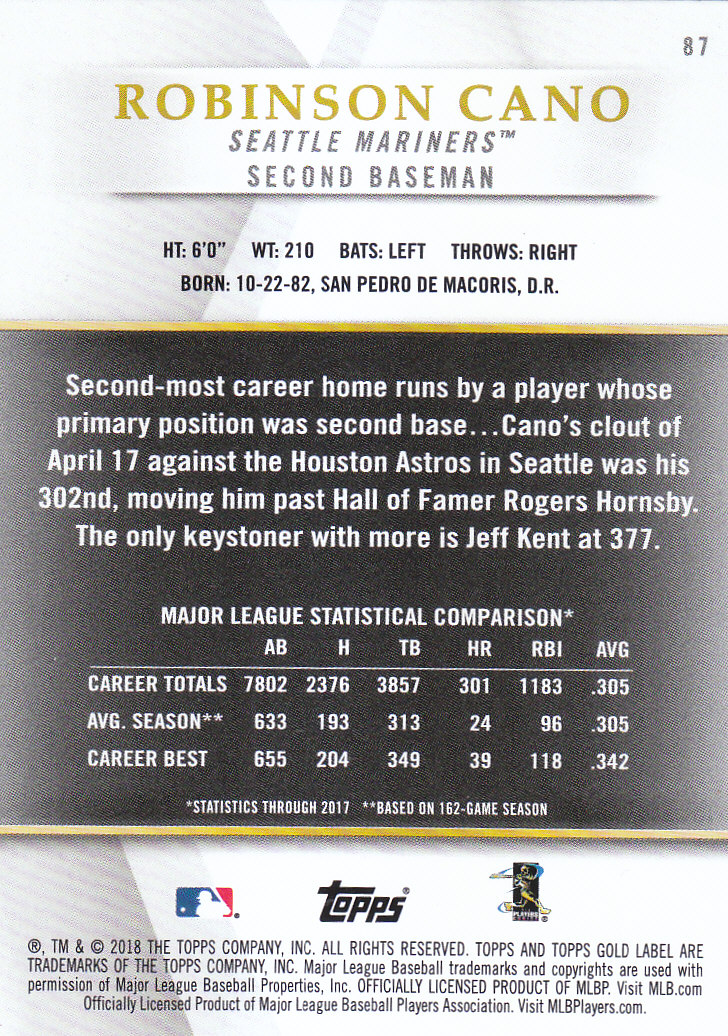 2018 Topps Gold Label Baseball Part 2 Class 2 Main and Parallel Cards - Picture 119 of 173