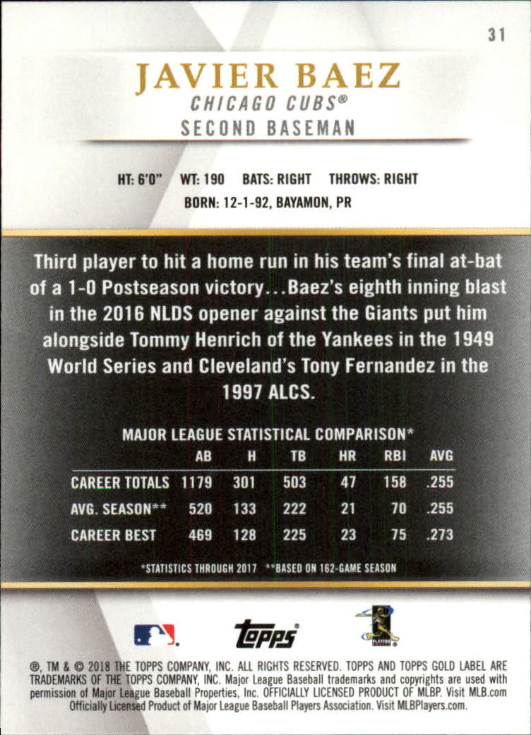 2018 TOPPS GOLD LABEL CLASS 1 BLACK ASSORTED SINGLES U-PICK - Picture 29 of 111
