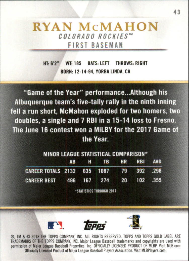 2018 TOPPS GOLD LABEL CLASS 1 BLACK ASSORTED SINGLES U-PICK - Picture 45 of 111