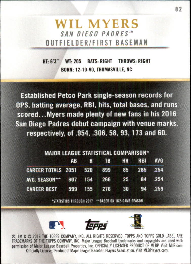 2018 TOPPS GOLD LABEL CLASS 1 BLACK ASSORTED SINGLES U-PICK - Picture 89 of 111