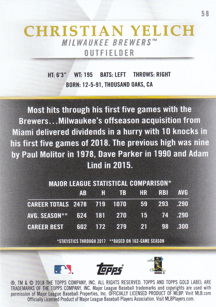 2018 Topps Gold Label Baseball Part 2 Class 2 Main and Parallel Cards - Picture 165 of 173