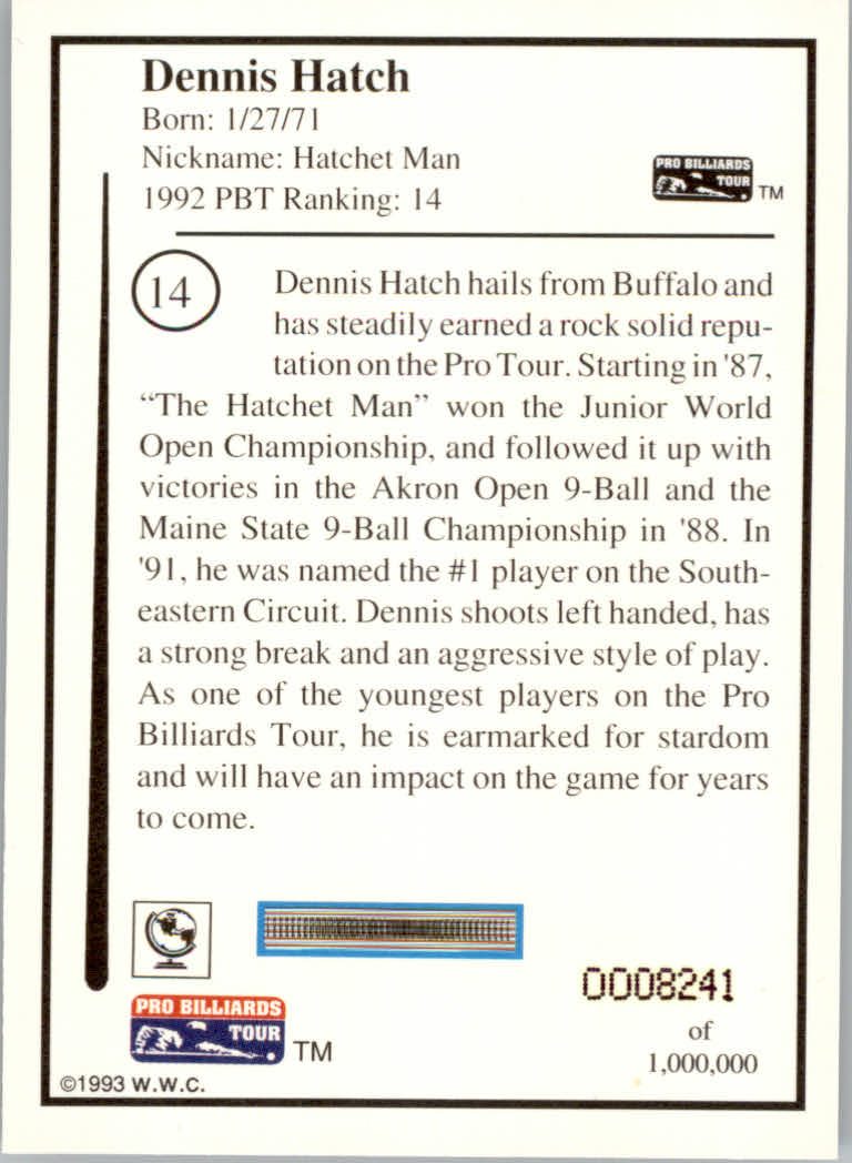 1993 World Wide Collectibles Pro Billiards Tour Cards - Picture 29 of 261