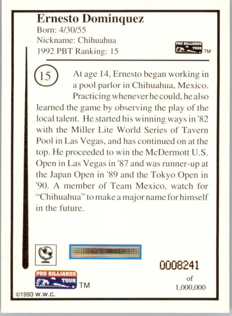 1993 World Wide Collectibles Pro Billiards Tour Cards - Picture 31 of 261