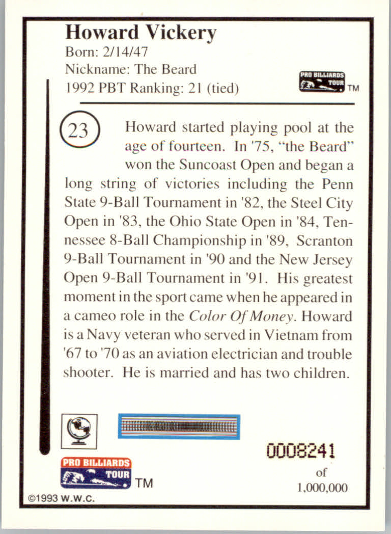 1993 World Wide Collectibles Pro Billiards Tour Cards - Picture 47 of 261