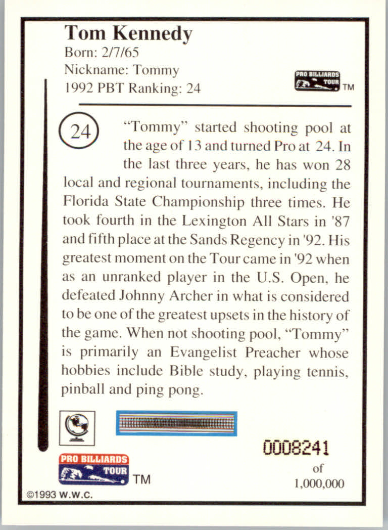 1993 World Wide Collectibles Pro Billiards Tour Cards - Picture 49 of 261
