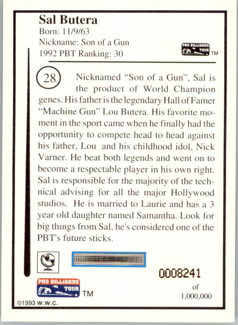 1993 World Wide Collectibles Pro Billiards Tour Cards - Picture 57 of 261