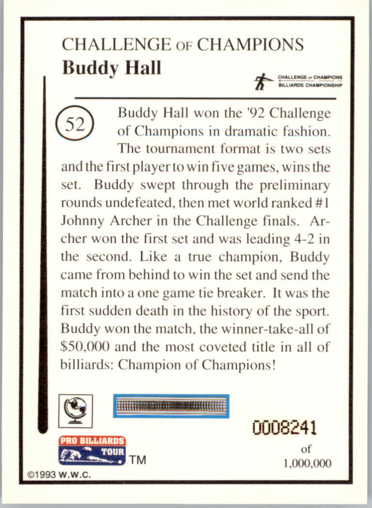 1993 World Wide Collectibles Pro Billiards Tour Cards - Picture 105 of 261