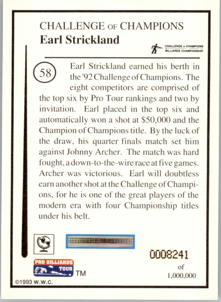 1993 World Wide Collectibles Pro Billiards Tour Cards - Picture 117 of 261