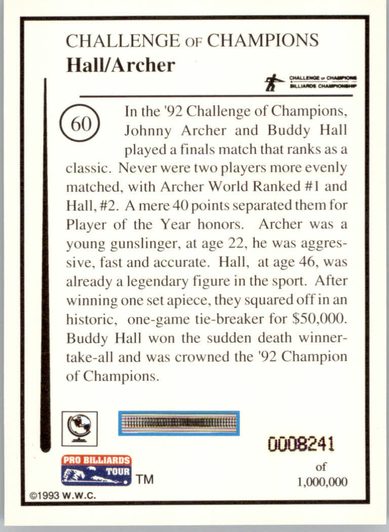 1993 World Wide Collectibles Pro Billiards Tour Cards - Picture 121 of 261