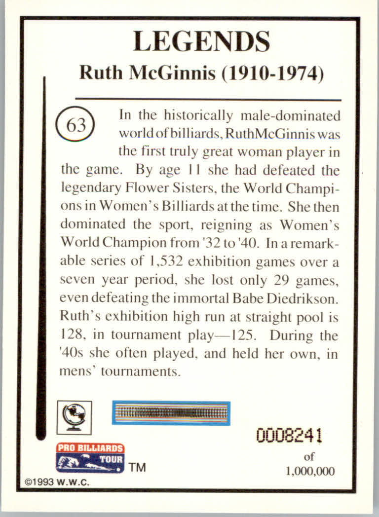1993 World Wide Collectibles Pro Billiards Tour Cards - Picture 127 of 261