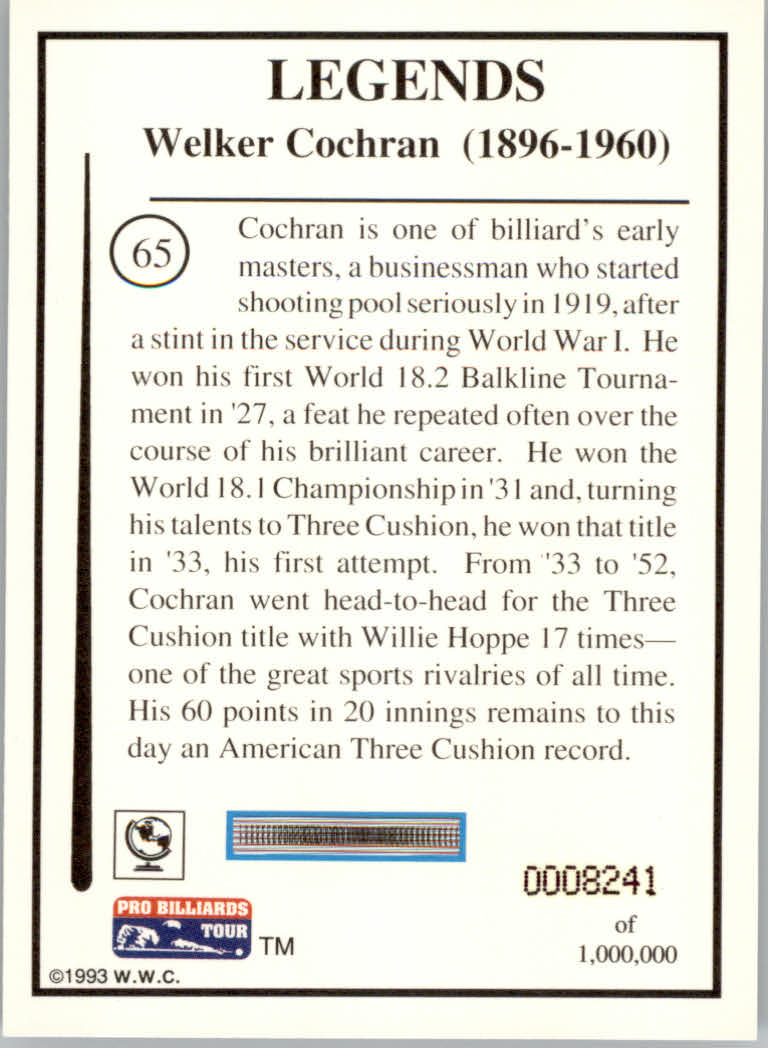 1993 World Wide Collectibles Pro Billiards Tour Cards - Picture 131 of 261