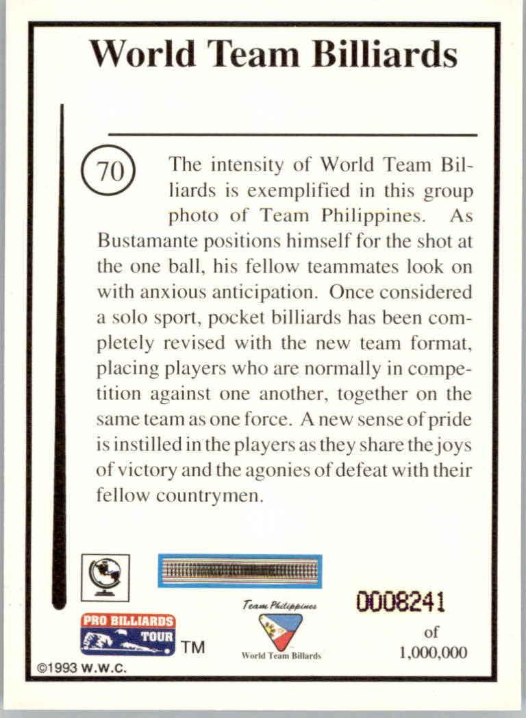 1993 World Wide Collectibles Pro Billiards Tour Cards - Picture 141 of 261
