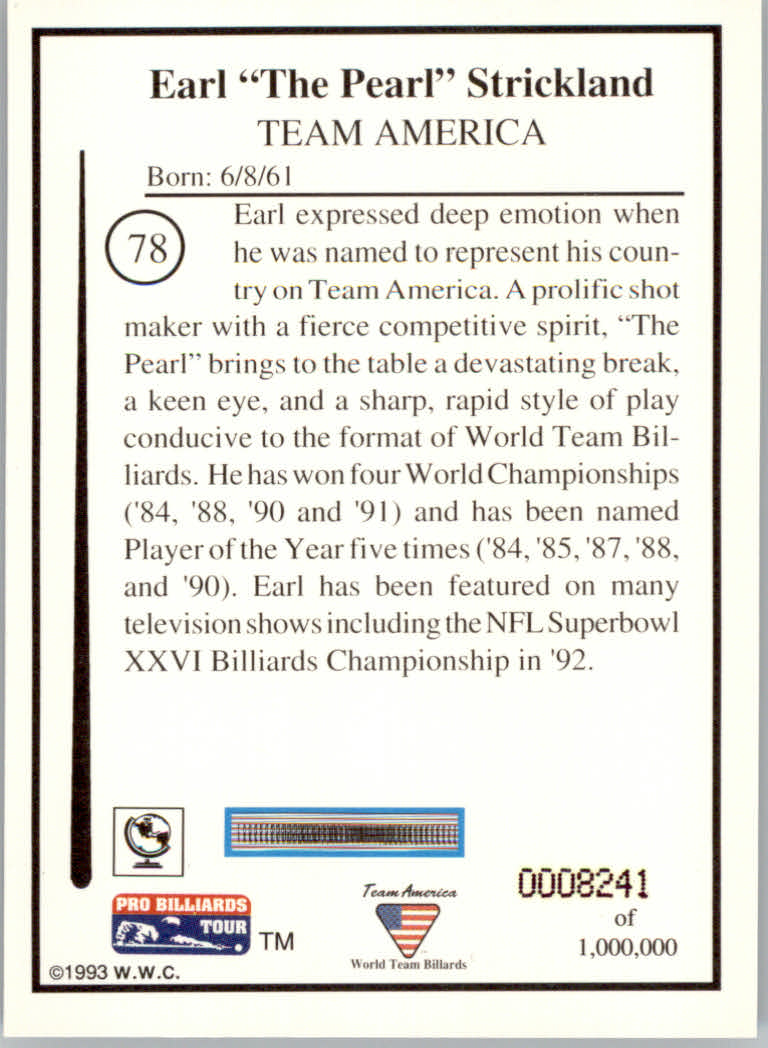 1993 World Wide Collectibles Pro Billiards Tour Cards - Picture 157 of 261