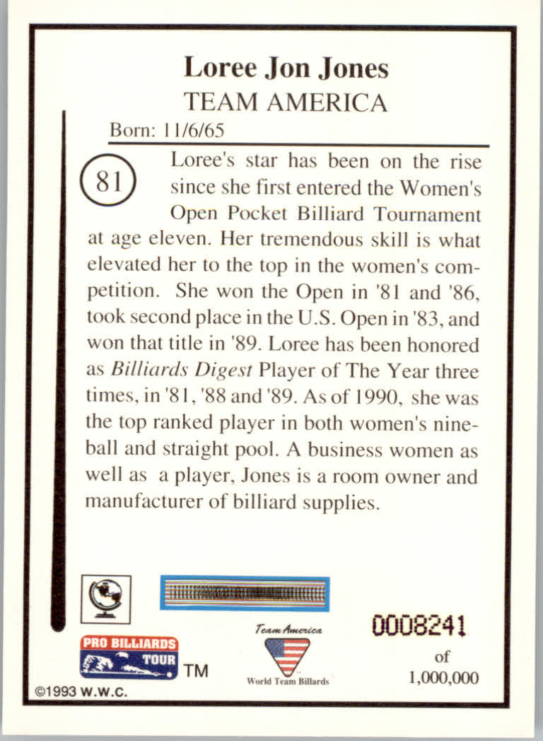 1993 World Wide Collectibles Pro Billiards Tour Cards - Picture 163 of 261