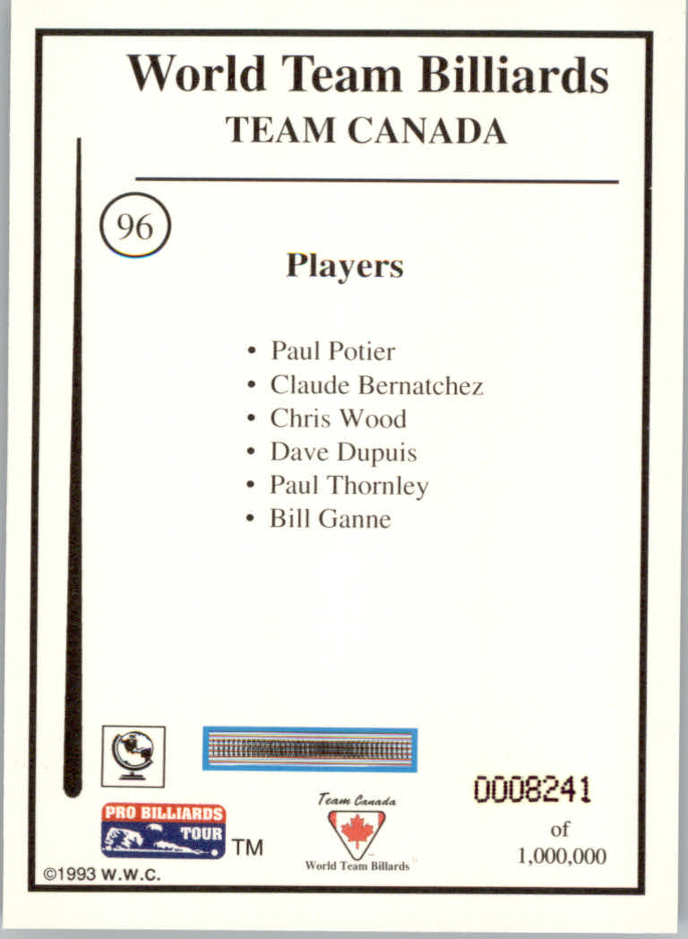 1993 World Wide Collectibles Pro Billiards Tour Cards - Picture 193 of 261