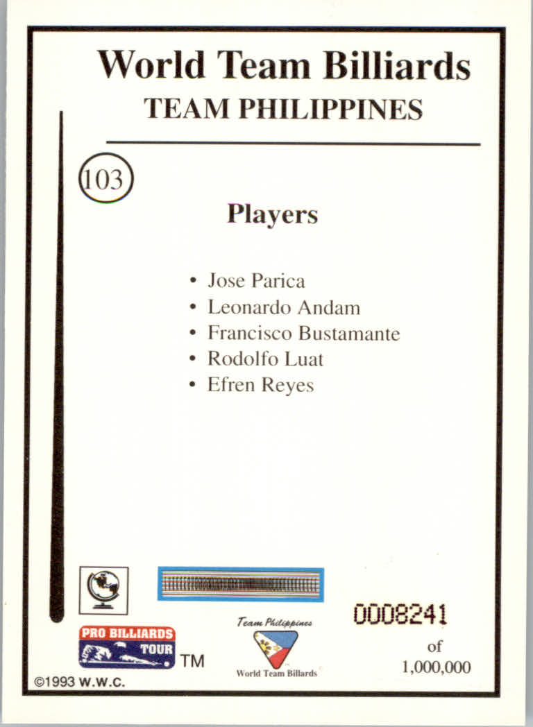 1993 World Wide Collectibles Pro Billiards Tour Cards - Picture 207 of 261