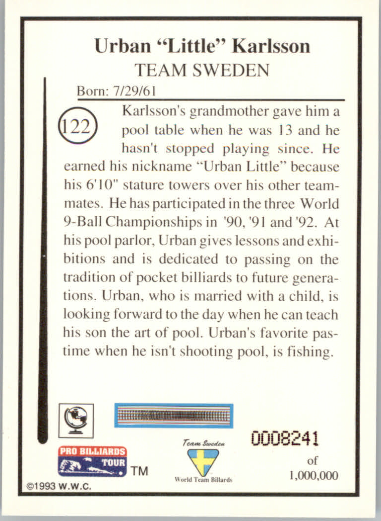 1993 World Wide Collectibles Pro Billiards Tour Cards - Picture 245 of 261
