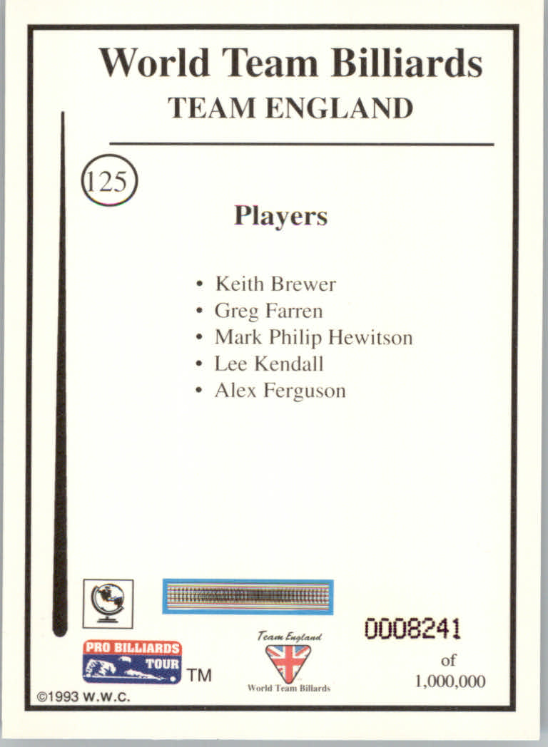 1993 World Wide Collectibles Pro Billiards Tour Cards - Picture 251 of 261