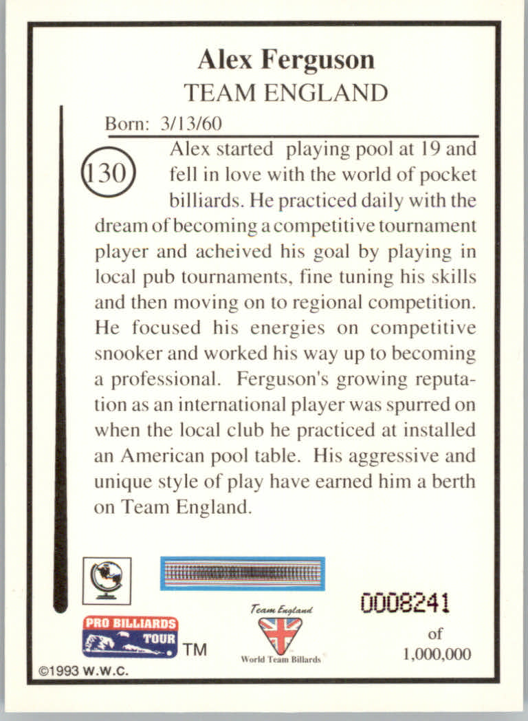 1993 World Wide Collectibles Pro Billiards Tour Cards - Picture 261 of 261