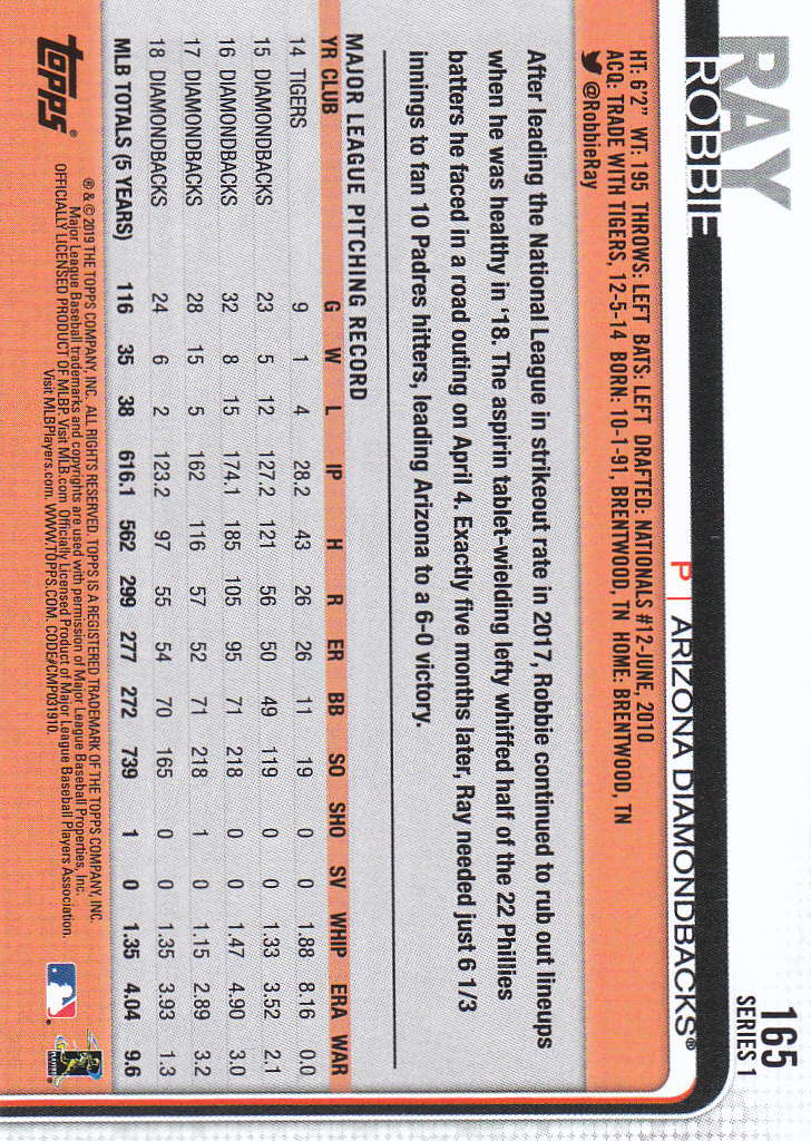 2019 Topps Series 1 Baseball Part 1 Main Set Cards #1 to #250 - Picture 313 of 475