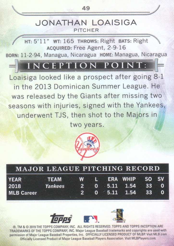2019 Inception (Topps) Baseball - Bild 11 von 33