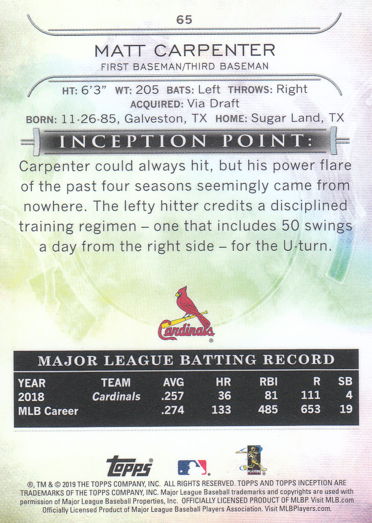 2019 Inception (Topps) Baseball - Bild 13 von 33