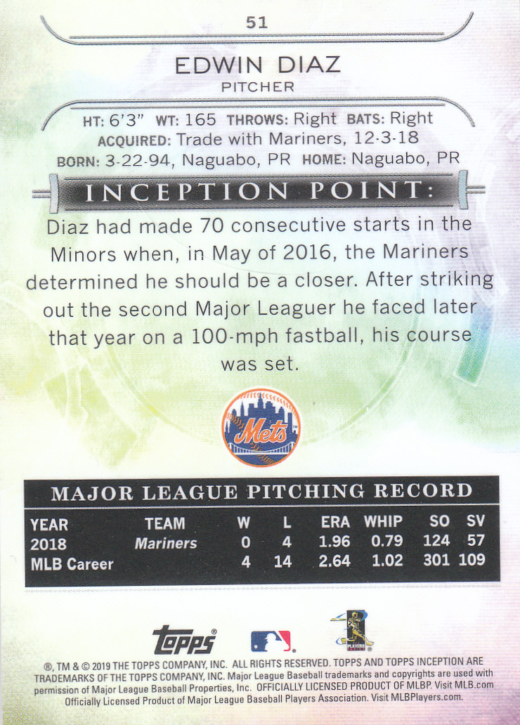 2019 Inception (Topps) Baseball - Bild 33 von 33