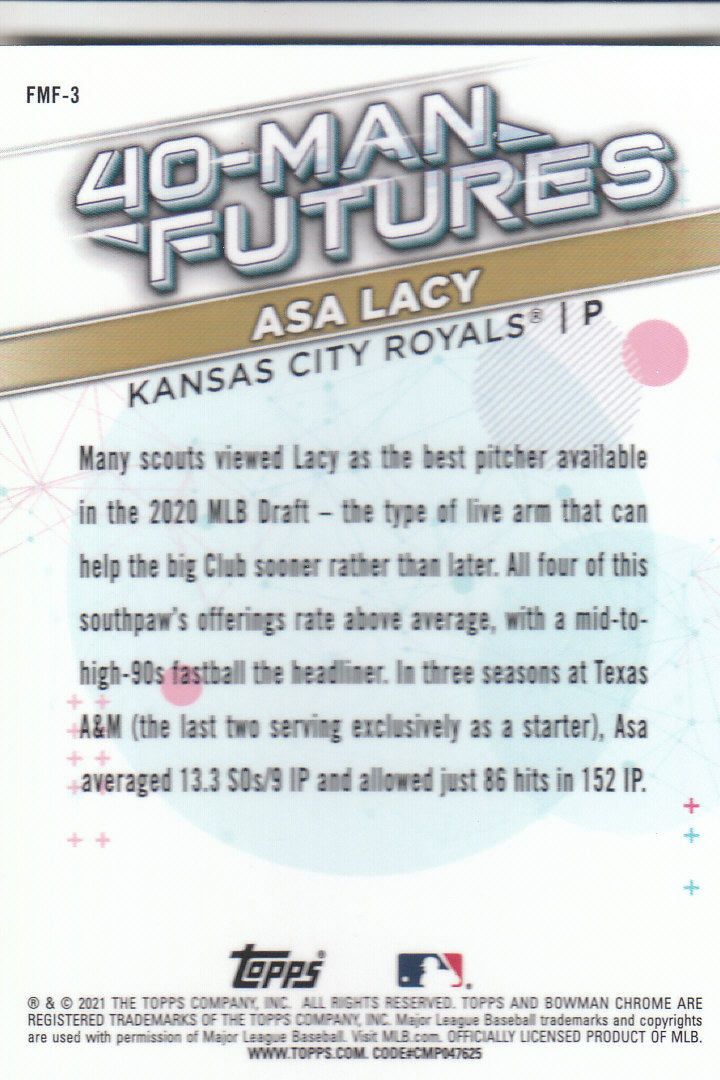 2021 Bowman Chrome Baseball "40-Man Futures Refractors" Insert Cards - Picture 7 of 51
