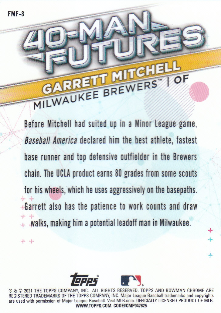 2021 Bowman Chrome Baseball "40-Man Futures Refractors" Insert Cards - Picture 17 of 51