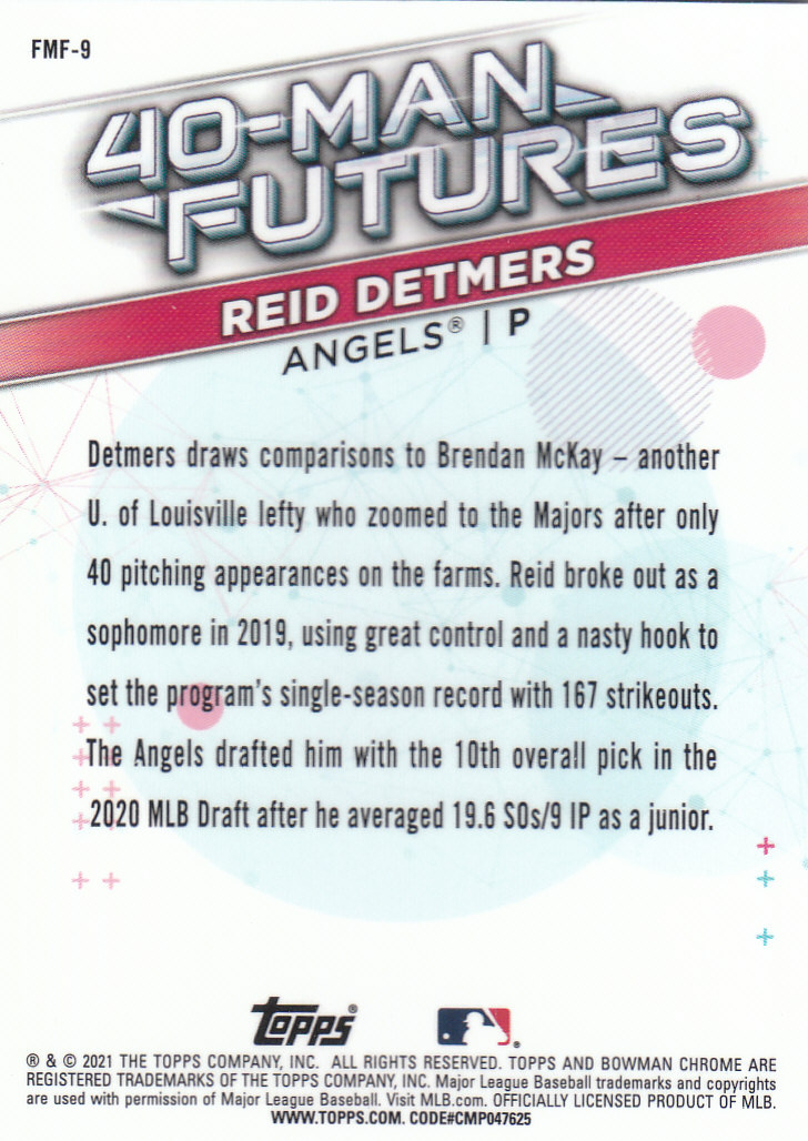 2021 Bowman Chrome Baseball "40-Man Futures Refractors" Insert Cards - Picture 19 of 51