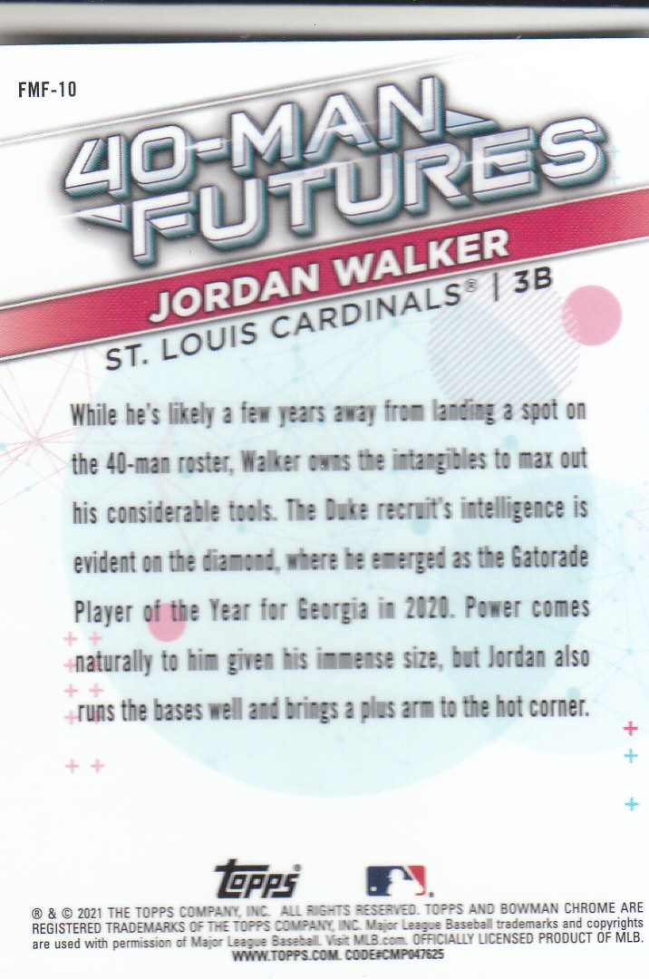 2021 Bowman Chrome Baseball "40-Man Futures Refractors" Insert Cards - Picture 21 of 51