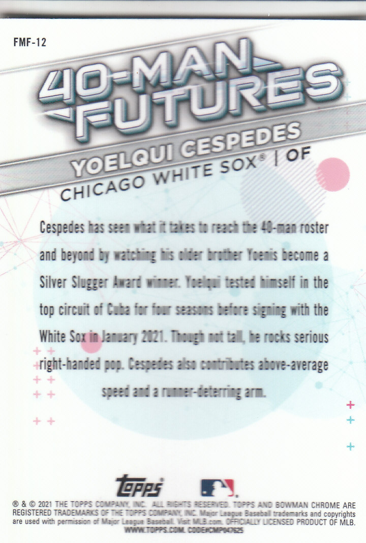2021 Bowman Chrome Baseball "40-Man Futures Refractors" Insert Cards - Picture 25 of 51