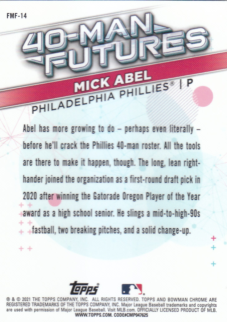 2021 Bowman Chrome Baseball "40-Man Futures Refractors" Insert Cards - Picture 27 of 51
