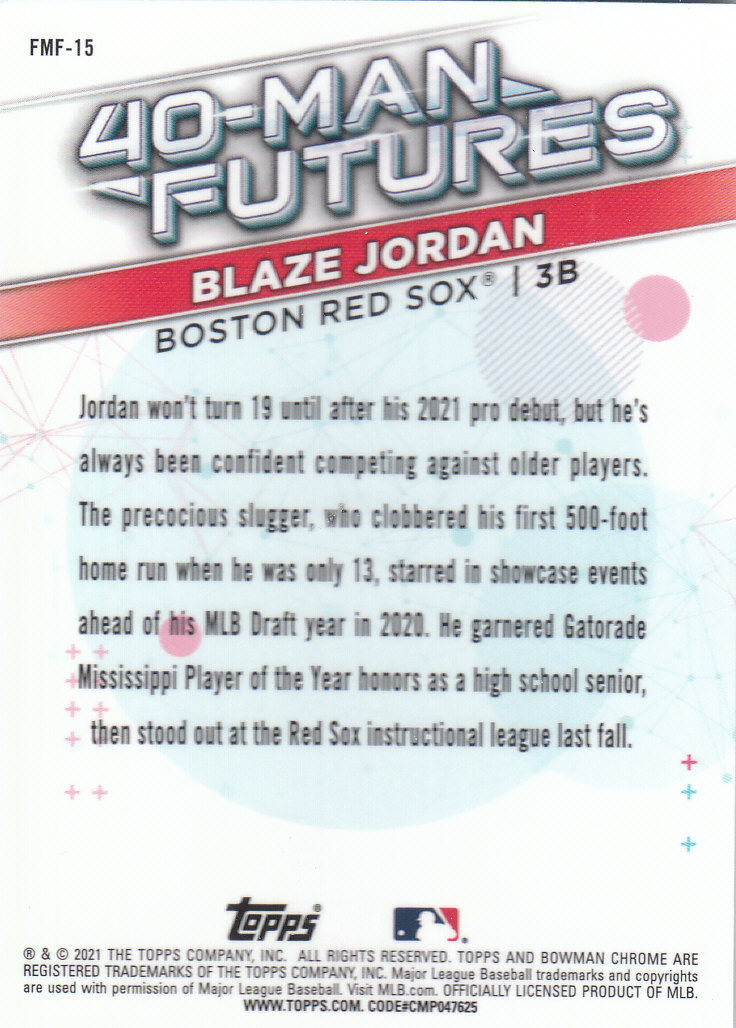 2021 Bowman Chrome Baseball "40-Man Futures Refractors" Insert Cards - Picture 29 of 51
