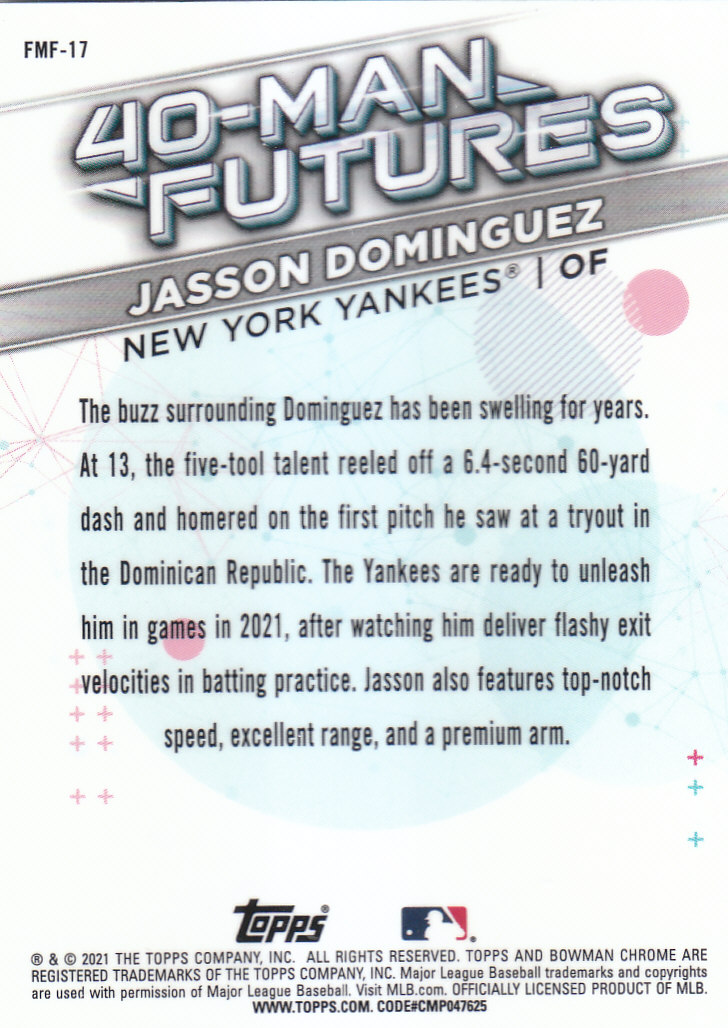 2021 Bowman Chrome Baseball "40-Man Futures Refractors" Insert Cards - Picture 33 of 51