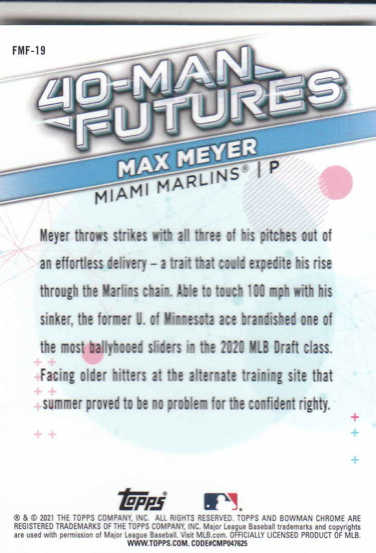 2021 Bowman Chrome Baseball "40-Man Futures Refractors" Insert Cards - Picture 37 of 51