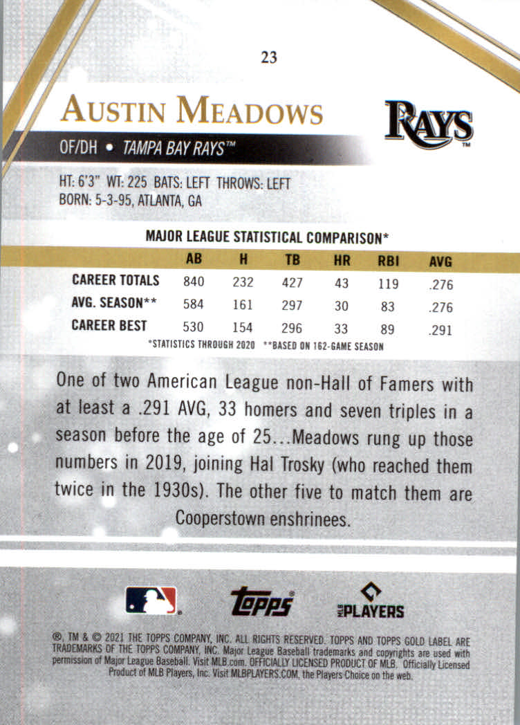 2021 Topps Gold Label Baseball "Class 1" Main Set Cards Rookies and Veterans - Picture 43 of 187