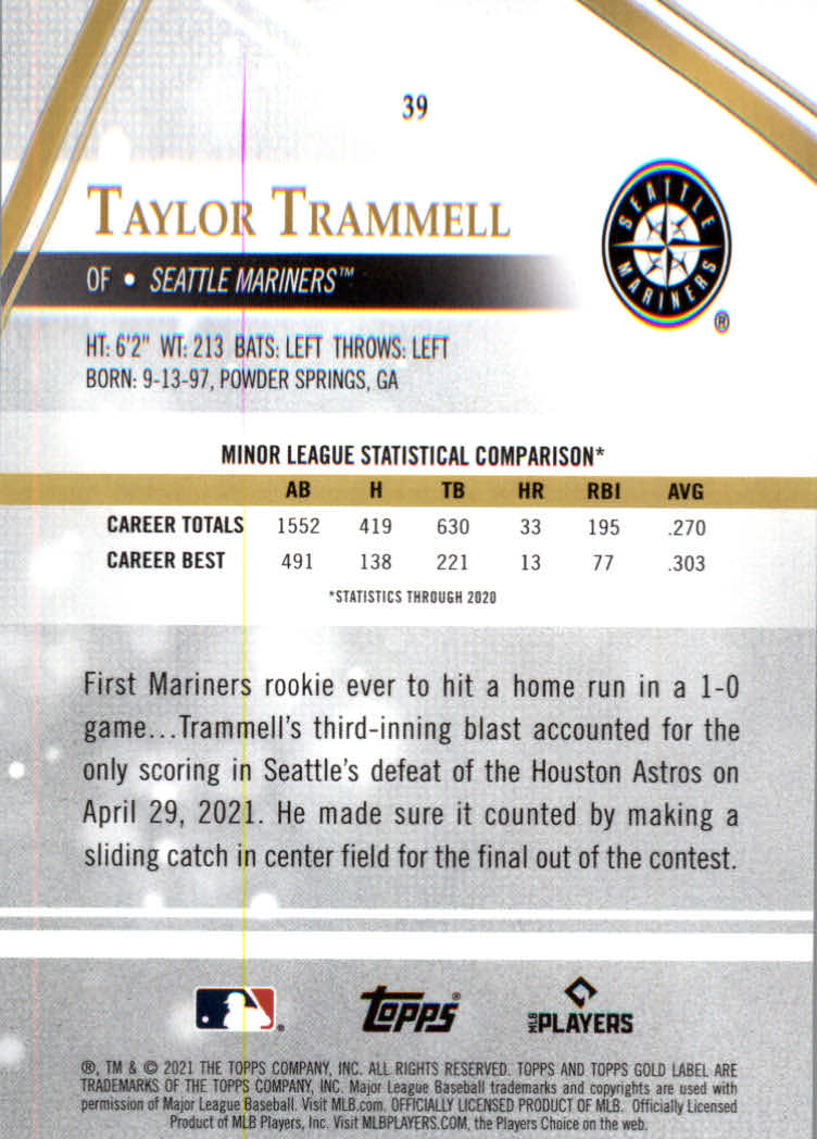 2021 Topps Gold Label Baseball "Class 1" Main Set Cards Rookies and Veterans - Picture 73 of 187