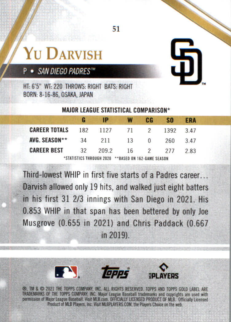 2021 Topps Gold Label Baseball "Class 1" Main Set Cards Rookies and Veterans - Picture 95 of 187