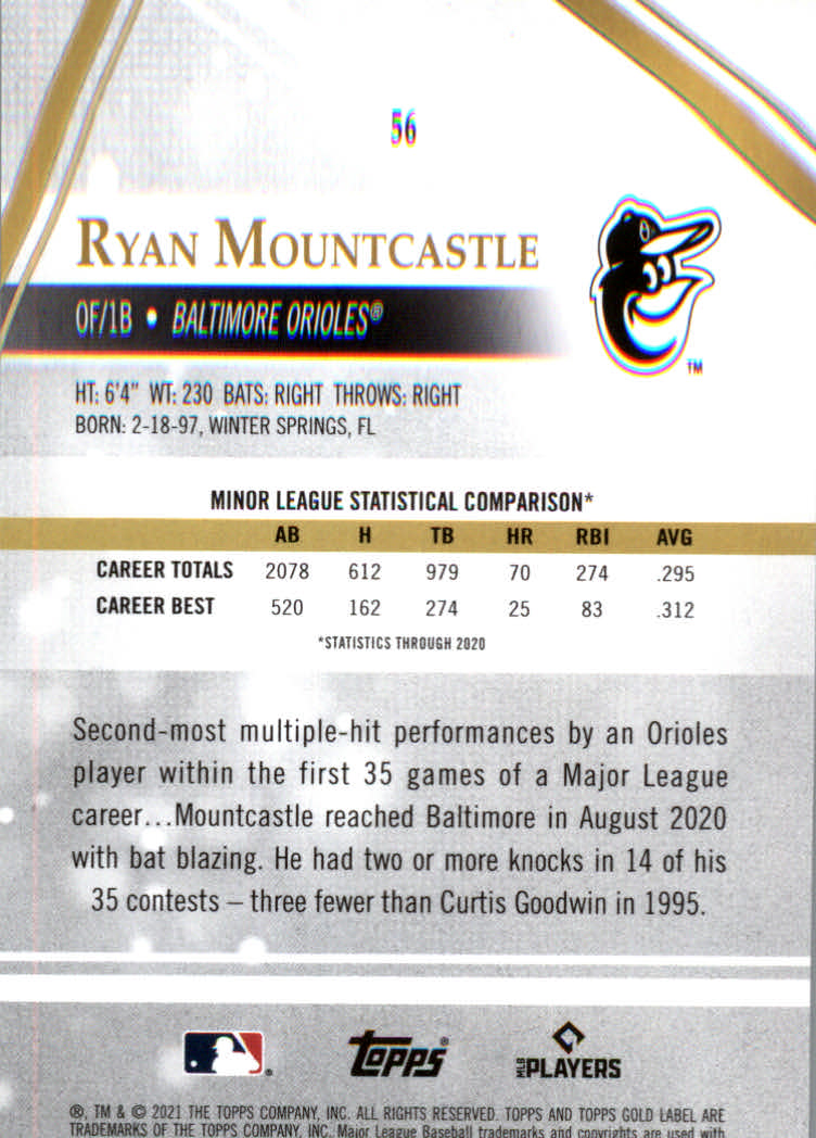 2021 Topps Gold Label Baseball "Class 1" Main Set Cards Rookies and Veterans - Picture 105 of 187