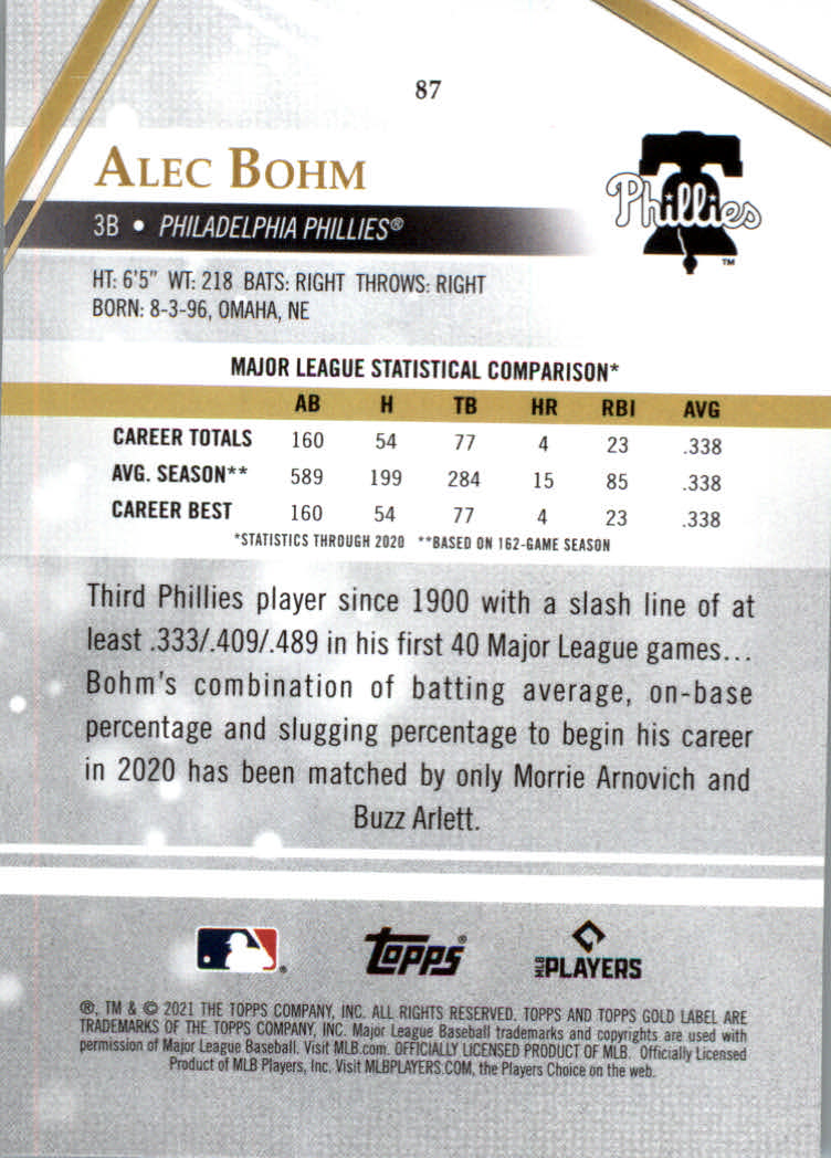 2021 Topps Gold Label Baseball "Class 1" Main Set Cards Rookies and Veterans - Picture 167 of 187